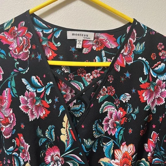 Monteau floral blouse size L - Picture 2 of 6
